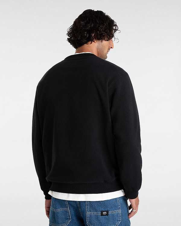 Black Vans Carlo Polar Fleece Loose Crew Men Sweatshirt | VN8135790