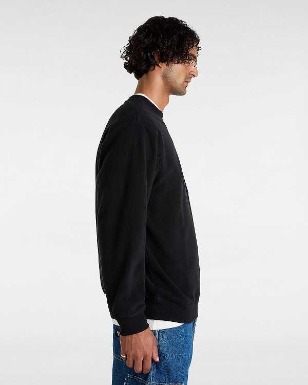 Black Vans Carlo Polar Fleece Loose Crew Men Sweatshirt | VN8135790