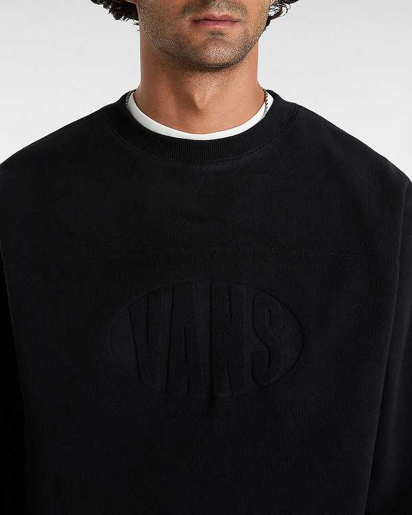 Black Vans Carlo Polar Fleece Loose Crew Men Sweatshirt | VN8135790