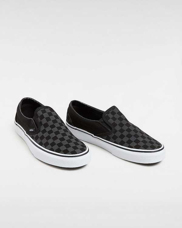 Black Vans Checkerboard Classic Women Slip On Shoes | VN2734518