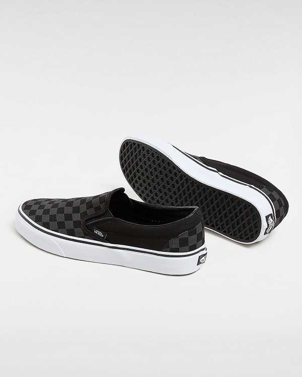 Black Vans Checkerboard Classic Women Slip On Shoes | VN2734518