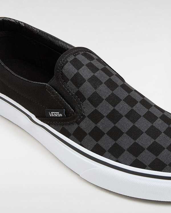 Black Vans Checkerboard Classic Women Slip On Shoes | VN2734518