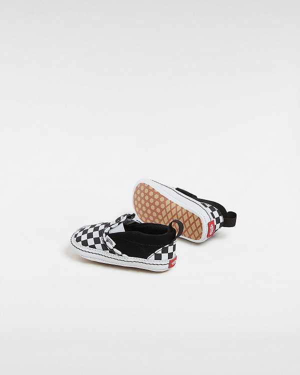 Black Vans Checkerboard Hook And Loop Crib (0-1 year) Kids' Slip On Shoes | VN0628915