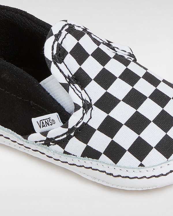 Black Vans Checkerboard Hook And Loop Crib (0-1 year) Kids' Slip On Shoes | VN0628915