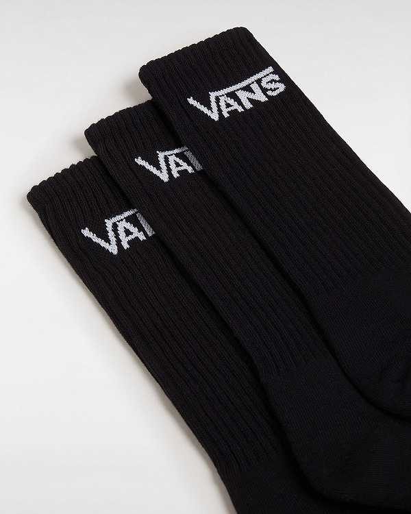 Black Vans Classic Crew (3 pairs) Unisex Socks | VN4512860