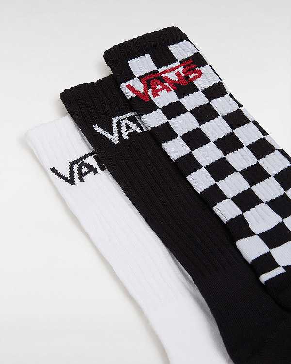 Black Vans Classic Crew (3 pairs) Unisex Socks | VN6513982