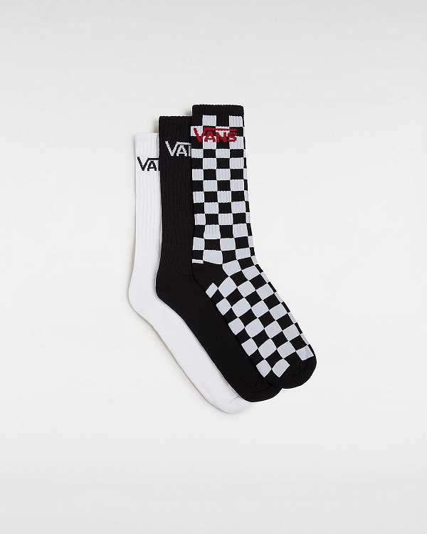 Black Vans Classic Crew (3 pairs) Unisex Socks | VN6513982