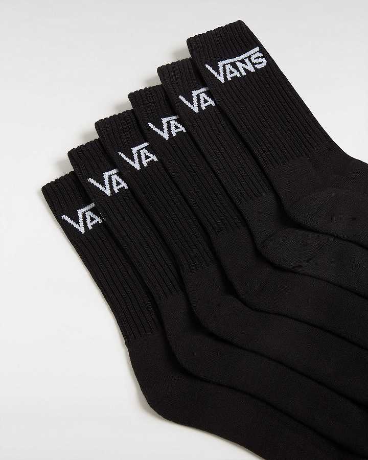 Black Vans Classic Crew (6 Pairs) Unisex Socks | VN5642310