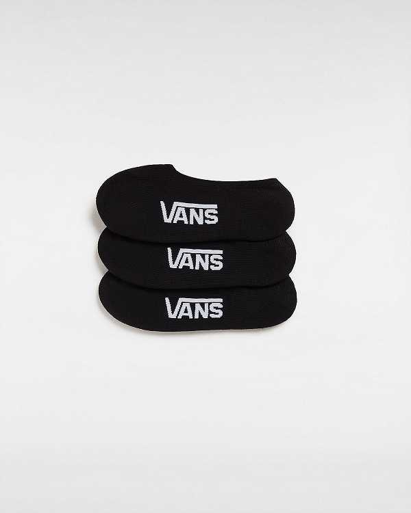 Black Vans Classic No Show (3 pairs) Unisex Socks | VN4621379