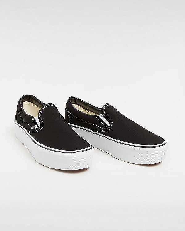 Black Vans Classic Slip-On Women Platform Shoes | VN8207691