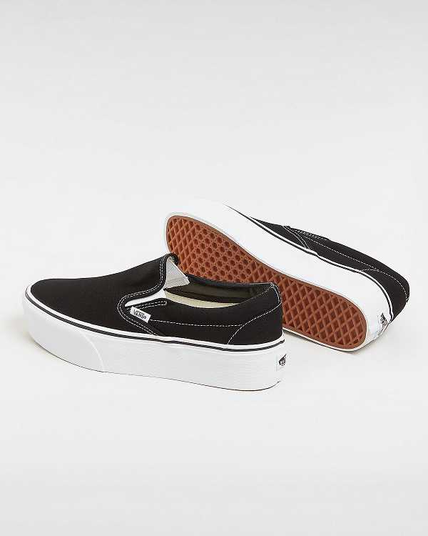 Black Vans Classic Slip-On Women Platform Shoes | VN8207691