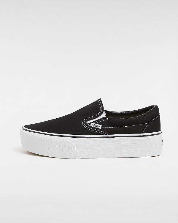 Black Vans Classic Slip-On Women Platform Shoes | VN8207691