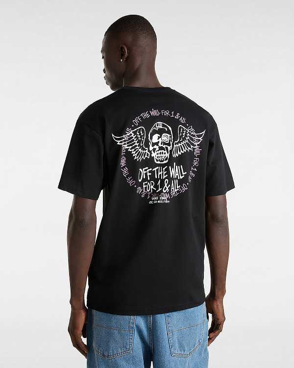 Black Vans Club House Men T Shirts | VN0963751