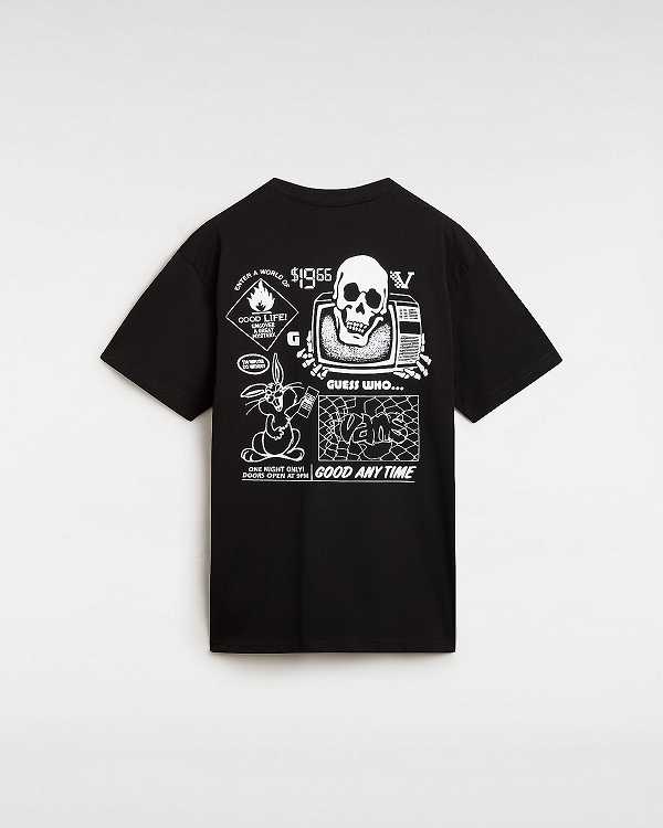 Black Vans Crazy Eddy Men T Shirts | VN5182436