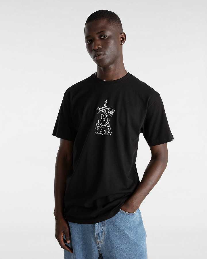 Black Vans Crazy Eddy Men T Shirts | VN5182436