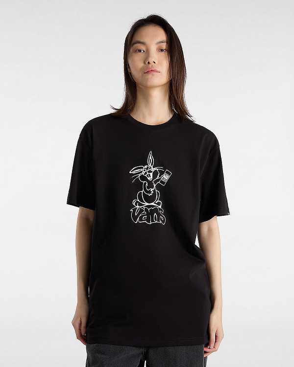 Black Vans Crazy Eddy Women T Shirts | VN2780413