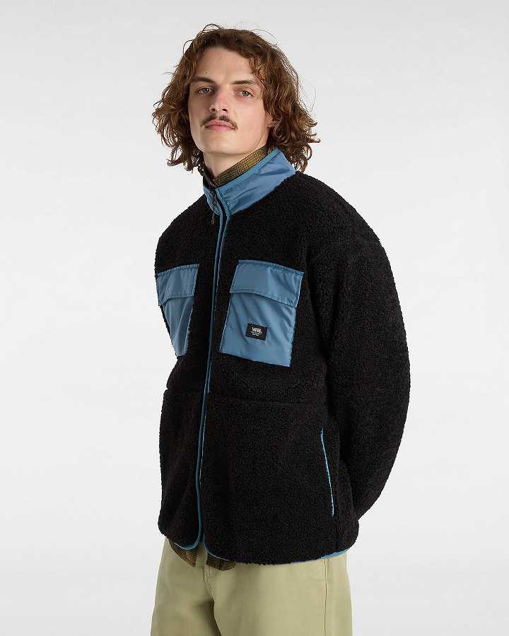 Black Vans Debrusk Loose Sherpa Men Sweatshirt | VN1504639