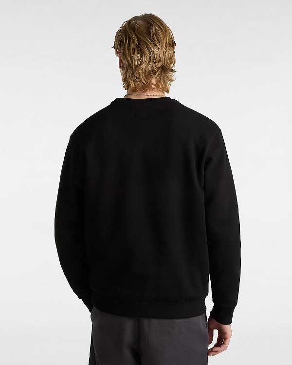 Black Vans Essential Relaxed Crew Men Sweatshirt | VN7964583