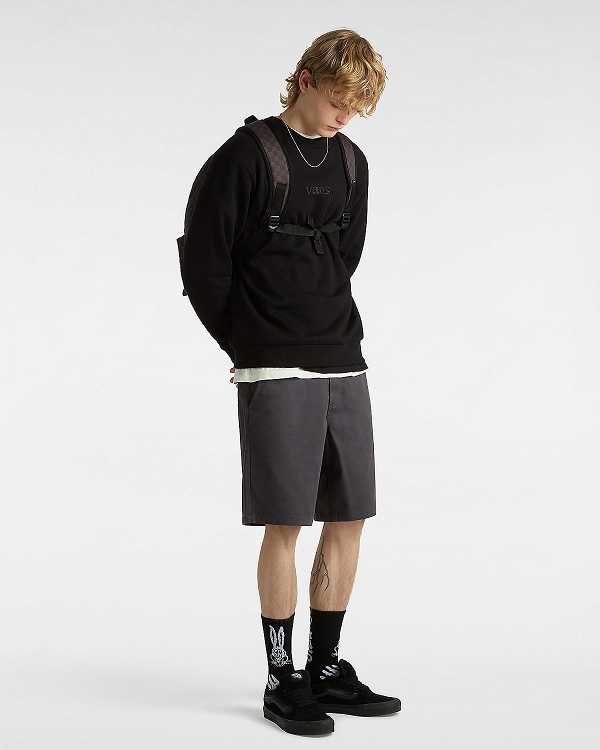 Black Vans Essential Relaxed Crew Men Sweatshirt | VN7964583