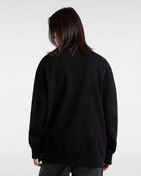 Black Vans Essential Relaxed Crew Men Sweatshirt | VN7964583