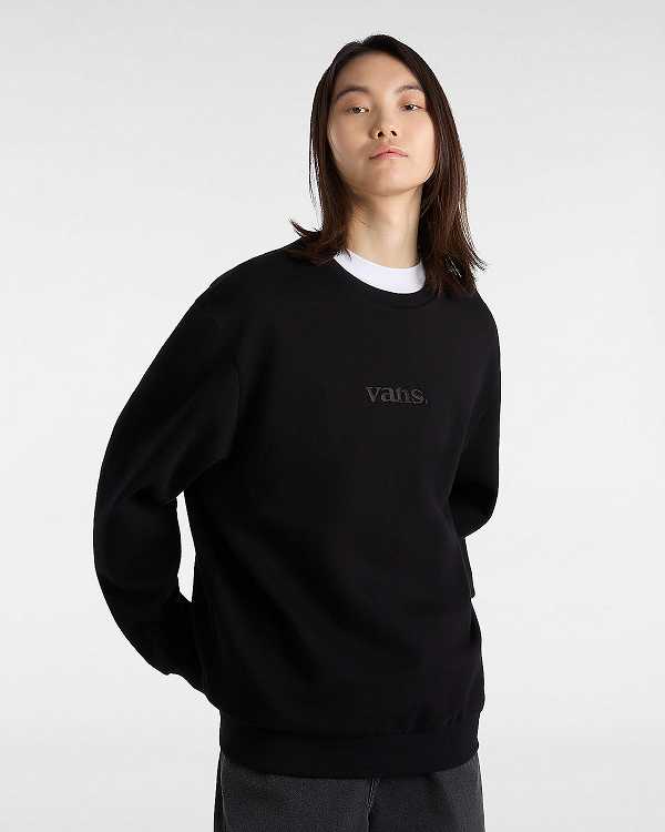 Black Vans Essential Relaxed Crew Women Sweatshirt | VN7231568