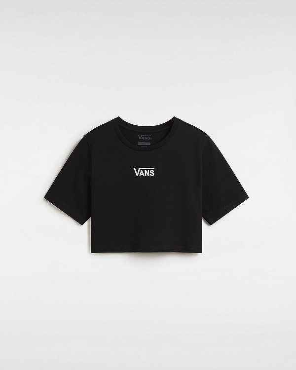 Black Vans Flying V Crew Crop Women T Shirts | VN8956170