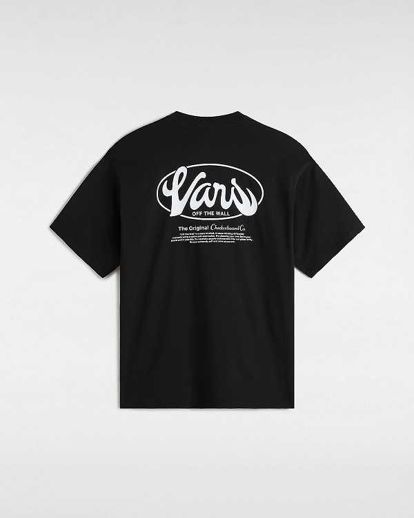 Black Vans Global Line Men T Shirts | VN3789501