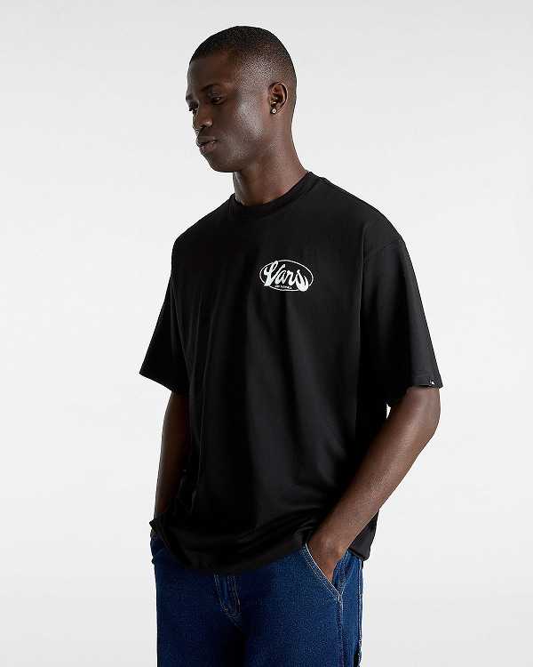 Black Vans Global Line Men T Shirts | VN3789501