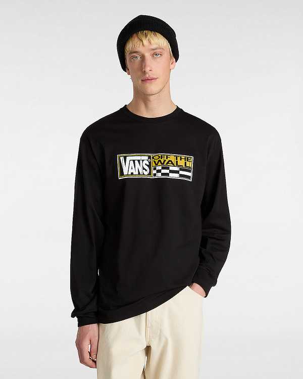 Black Vans Hi Stretch Long Sleeve Men T Shirts | VN9483105