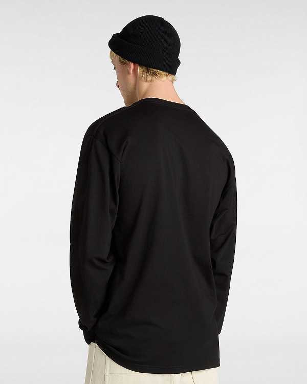 Black Vans Hi Stretch Long Sleeve Men T Shirts | VN9483105