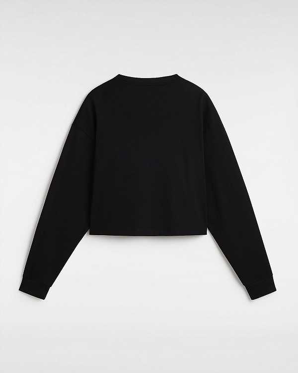 Black Vans Hot Links Relaxed Long Sleeve Crop Women T Shirts | VN2149753