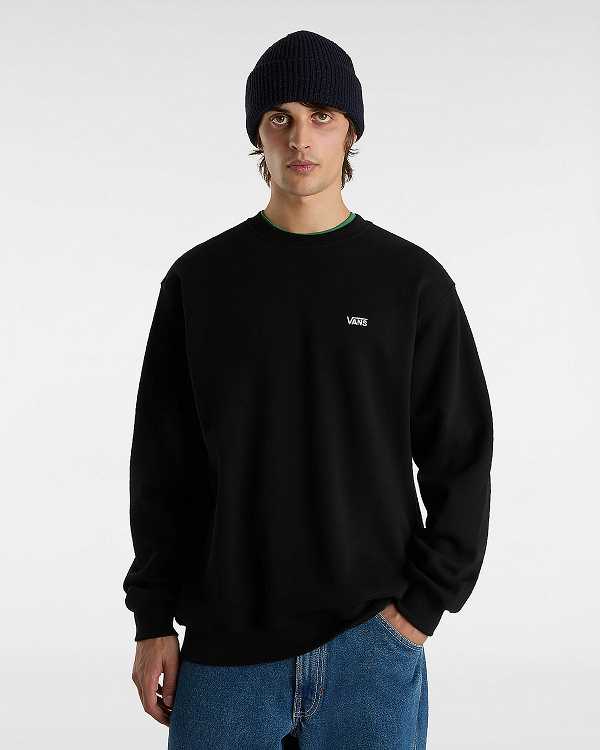 Black Vans Left Chest Embroidered Logo Men Sweatshirt | VN3986254