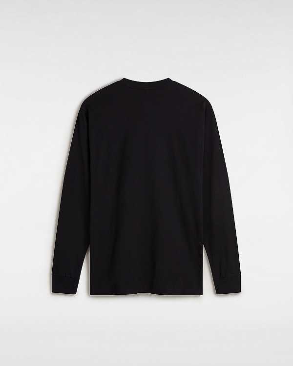 Black Vans Left Chest Hit Long Sleeve Men T Shirts | VN1658402