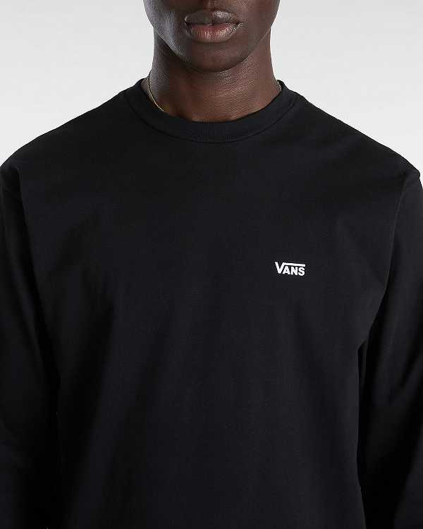 Black Vans Left Chest Hit Long Sleeve Men T Shirts | VN1658402