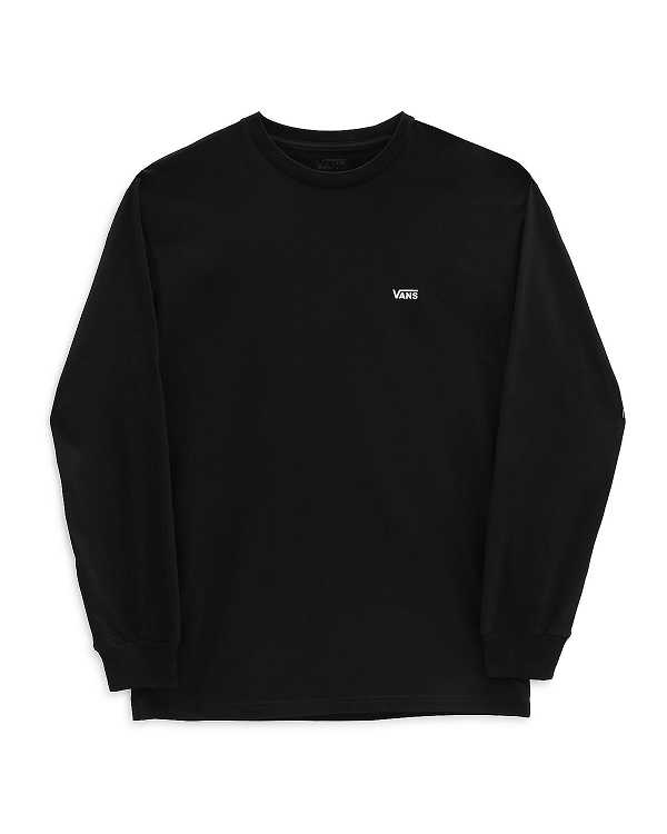 Black Vans Left Chest Hit Long Sleeve Men T Shirts | VN1658402