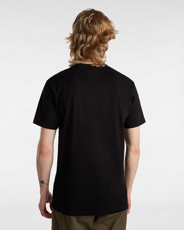 Black Vans Left Chest Logo Men T Shirts | VN5163409