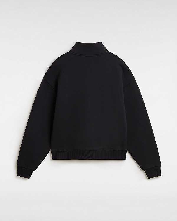 Black Vans Leighton Mock Neck Women Sweatshirt | VN0491653