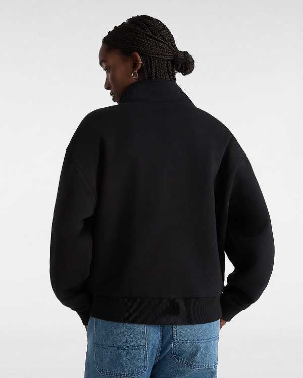 Black Vans Leighton Mock Neck Women Sweatshirt | VN0491653