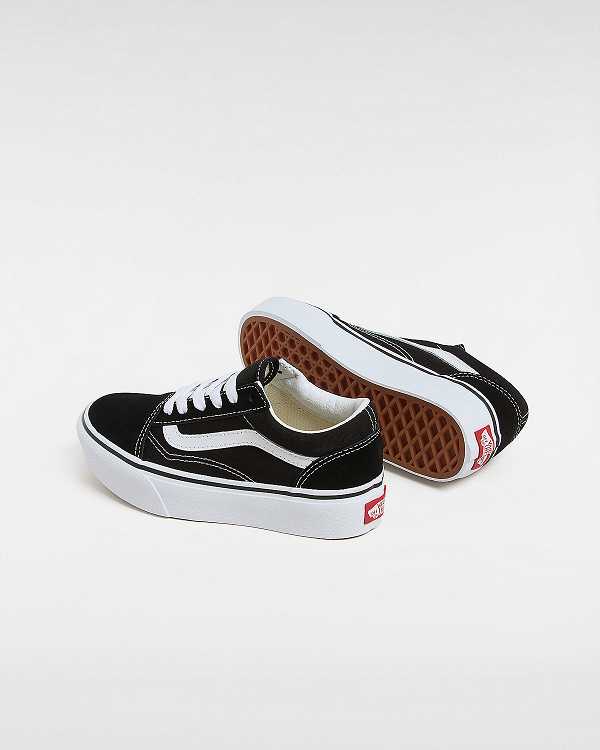 Black Vans Old Skool (4-8 Years) Kids' Platform Shoes | VN7510243