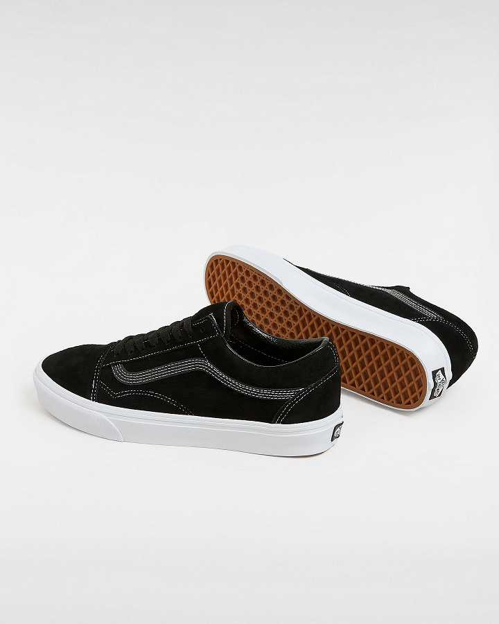 Black Vans Old Skool Pig Suede Men Sneakers | VN3275906