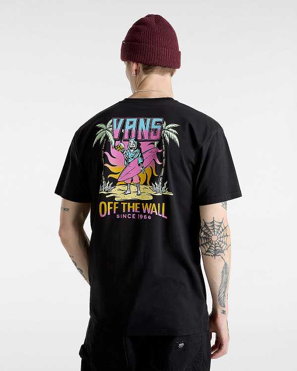 Black Vans Palm Cheers Classic Men T Shirts | VN7243908