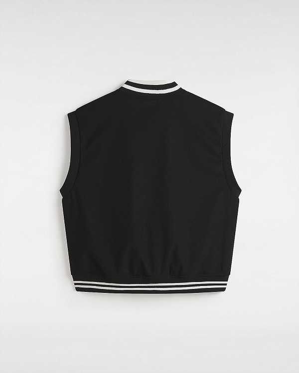 Black Vans Piper Stadium Women Vest | VN5280479