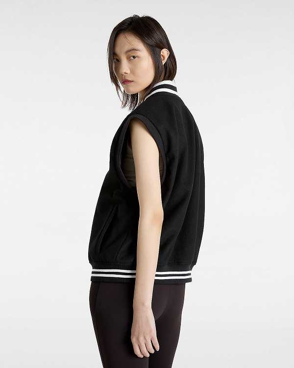 Black Vans Piper Stadium Women Vest | VN5280479