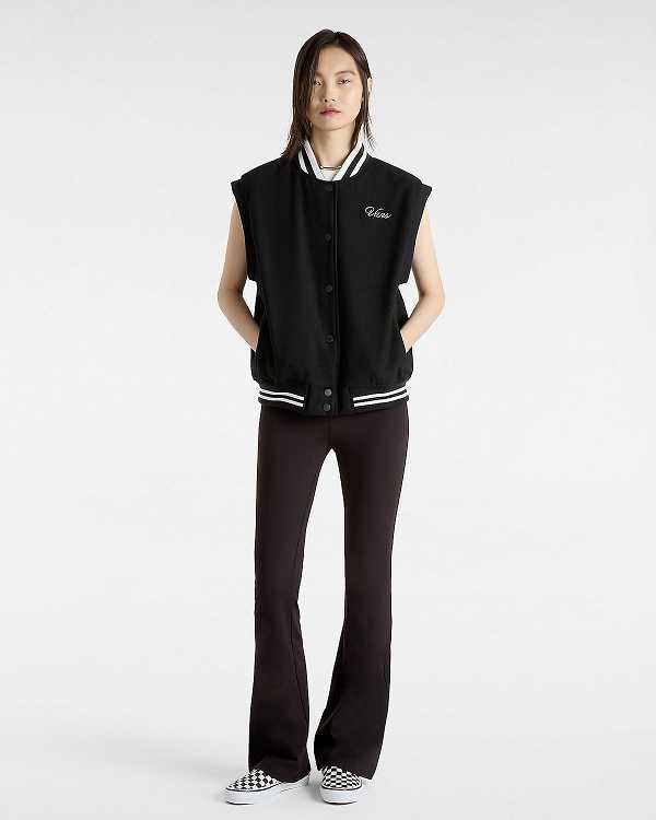 Black Vans Piper Stadium Women Vest | VN5280479