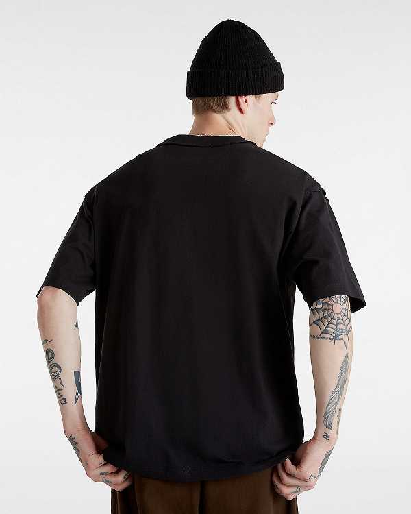 Black Vans Premium Broadway Short Sleeve Men T Shirts | VN8634751