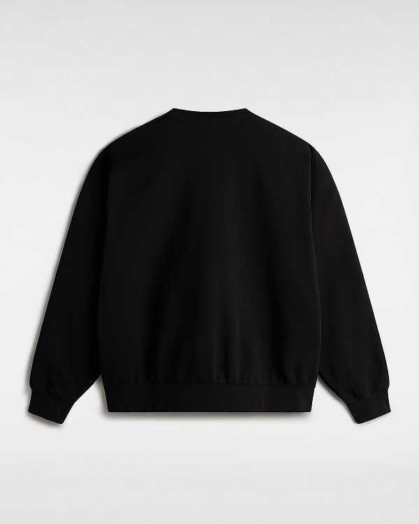 Black Vans Premium Logo Crew Men Sweatshirt | VN4051268