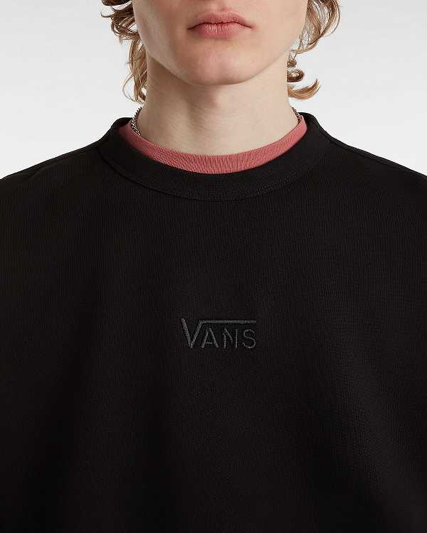 Black Vans Premium Logo Crew Men Sweatshirt | VN4051268