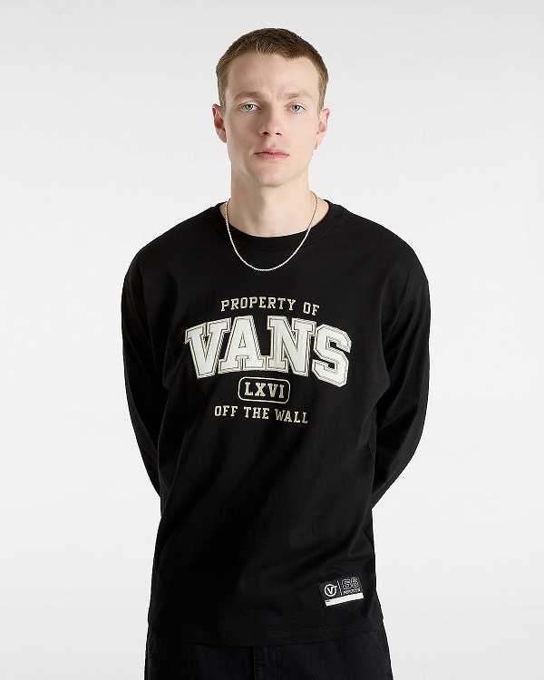 Black Vans Property Of Long Sleeve Men T Shirts | VN8695074