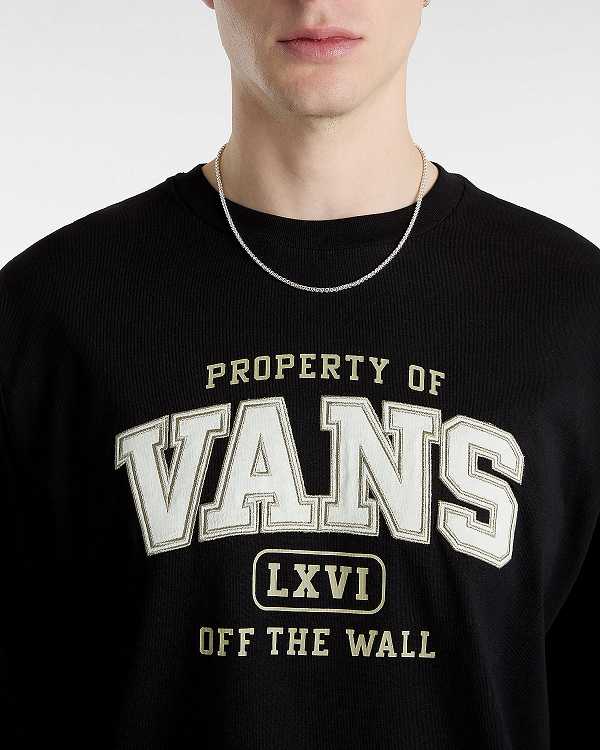 Black Vans Property Of Long Sleeve Men T Shirts | VN8695074