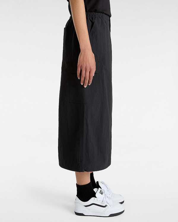 Black Vans Riley Parachute Cargo Women Skirt | VN3951864